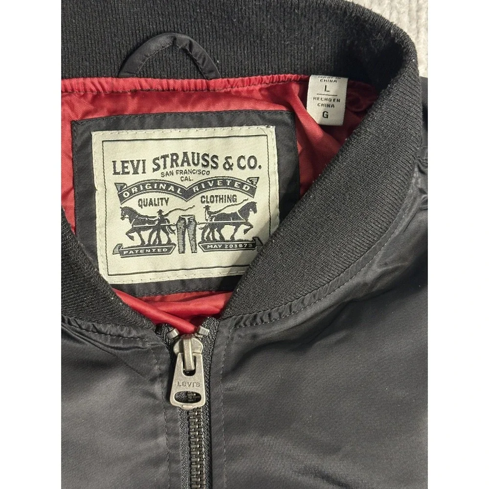 Levi's Men's Black Nylon Bomber Jacket Size L Full Zip Flight